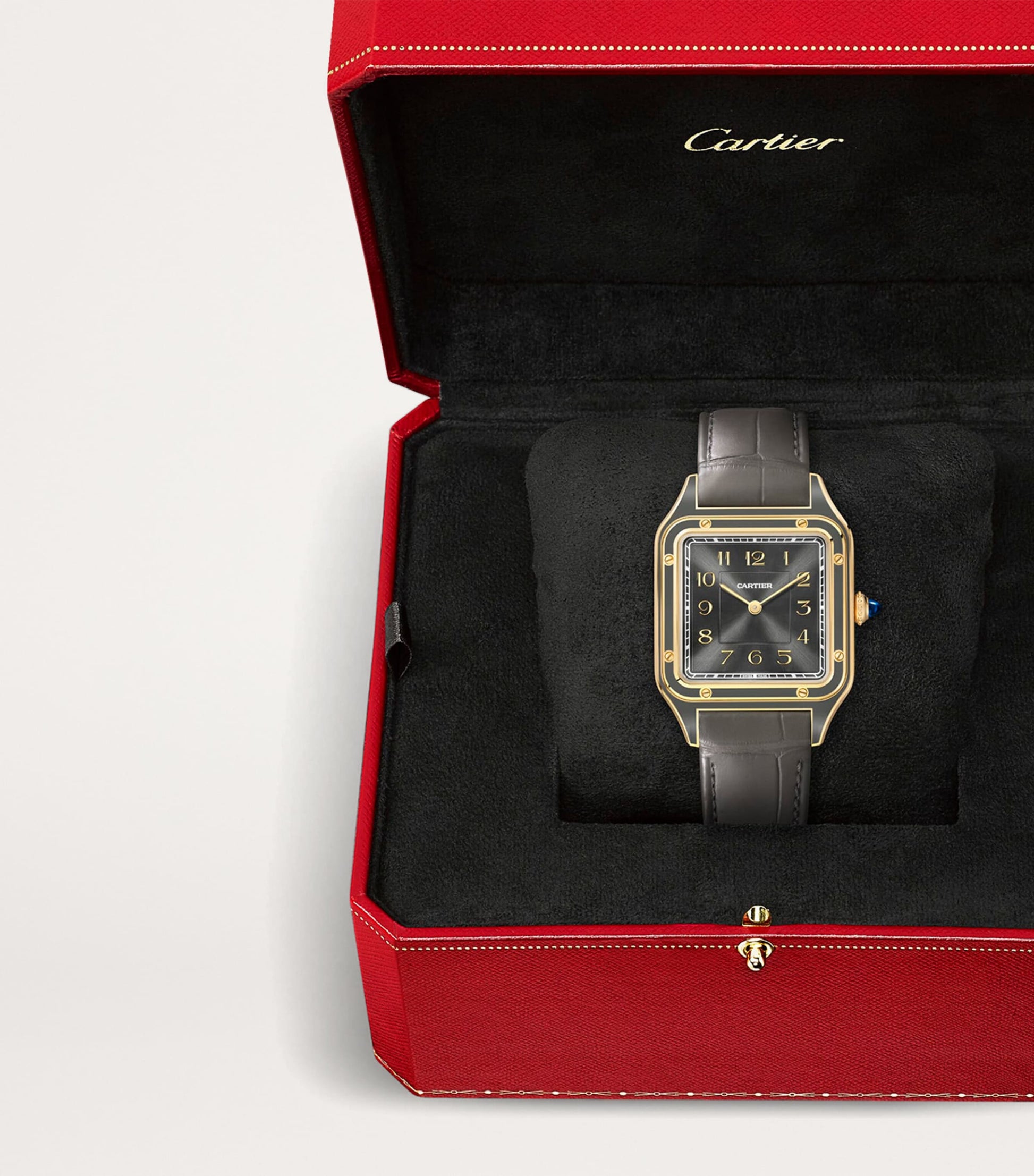 Large Yellow Gold and Sapphire Santos-Dumont Watch 43.5mm