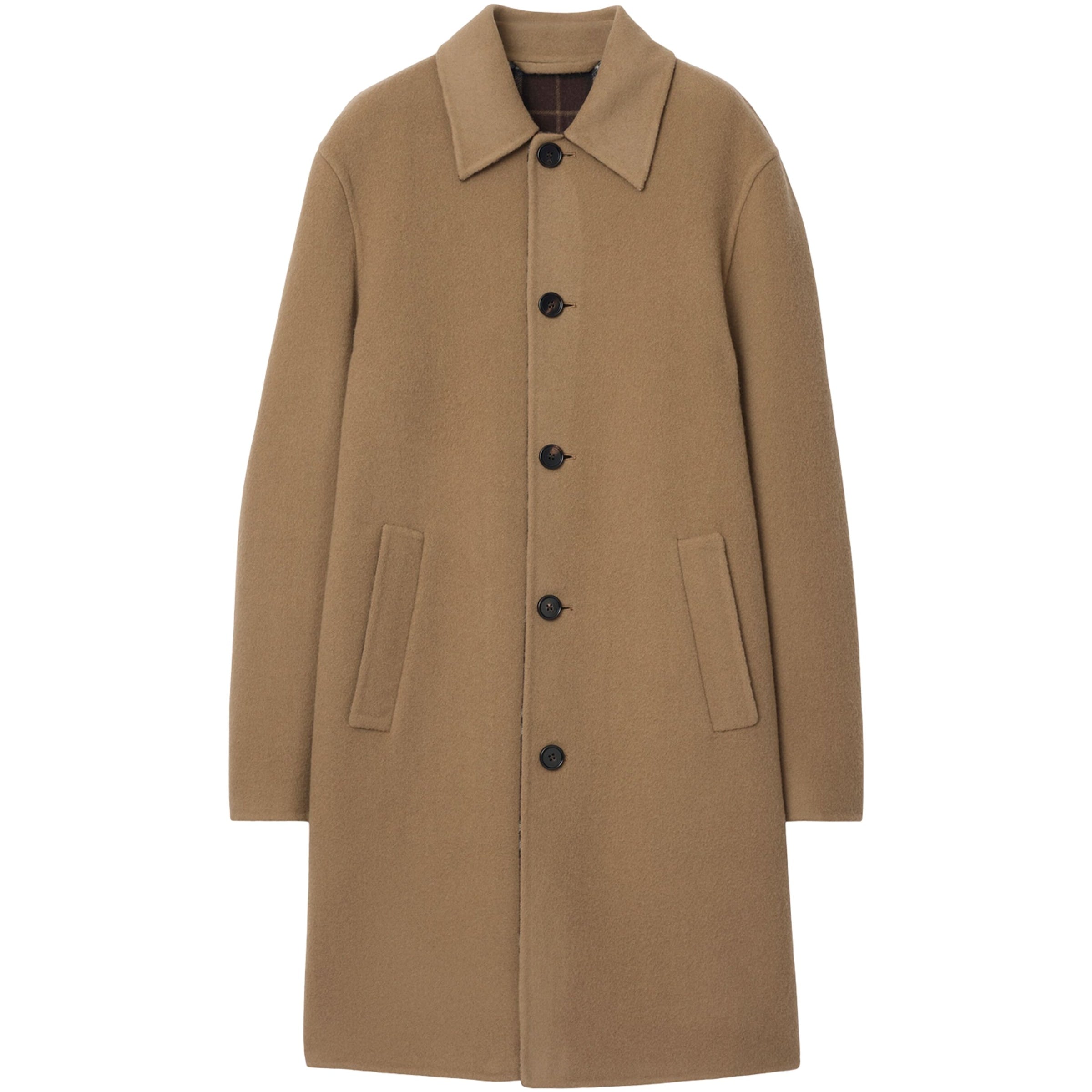 Beige Wool Mid-Length Car Coat