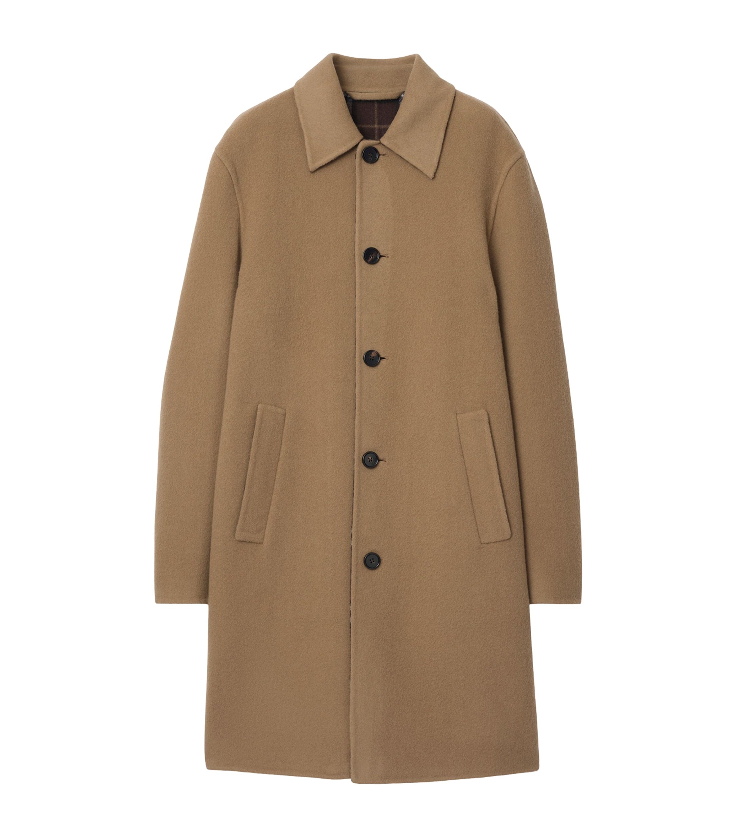 Beige Wool Mid-Length Car Coat