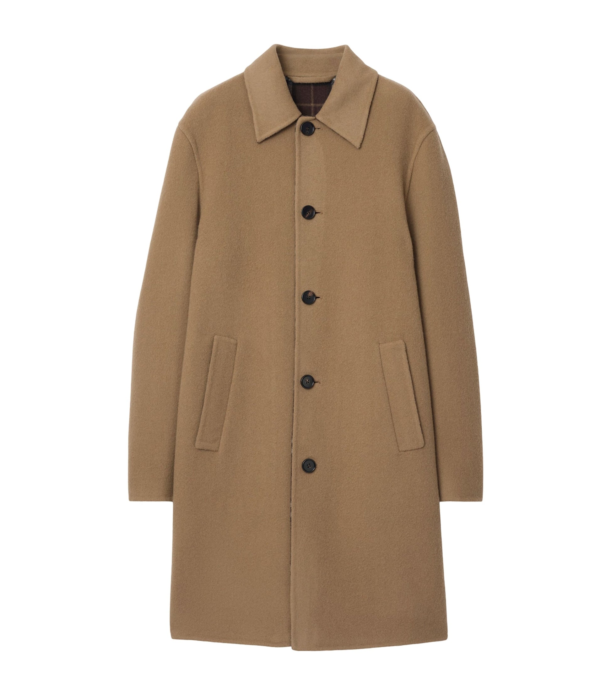 Beige Wool Mid-Length Car Coat