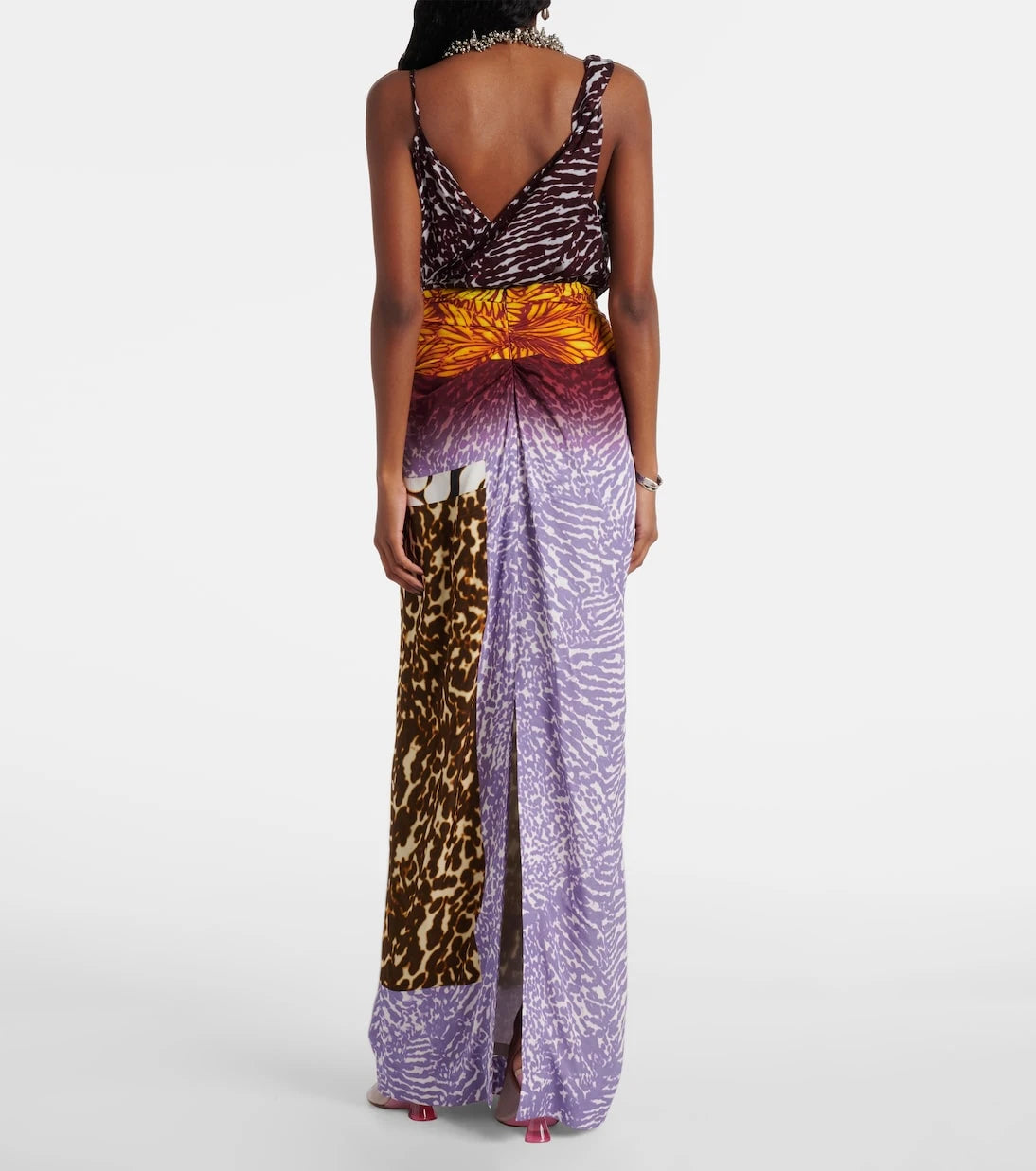 Dries Van Noten - Printed silk midi skirt