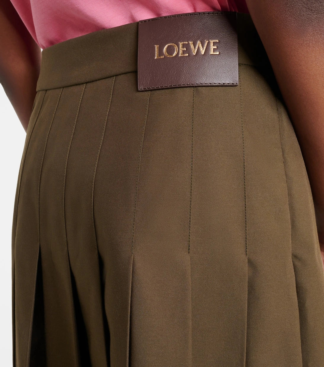 Loewe - Leather-trimmed cotton-blend wrap skirt