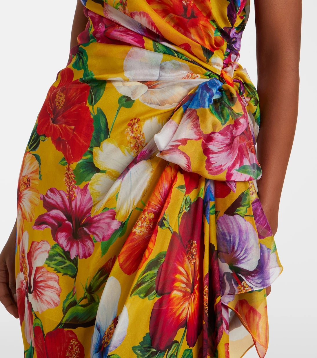 Dolce&Gabbana - Floral one-shoulder silk gown