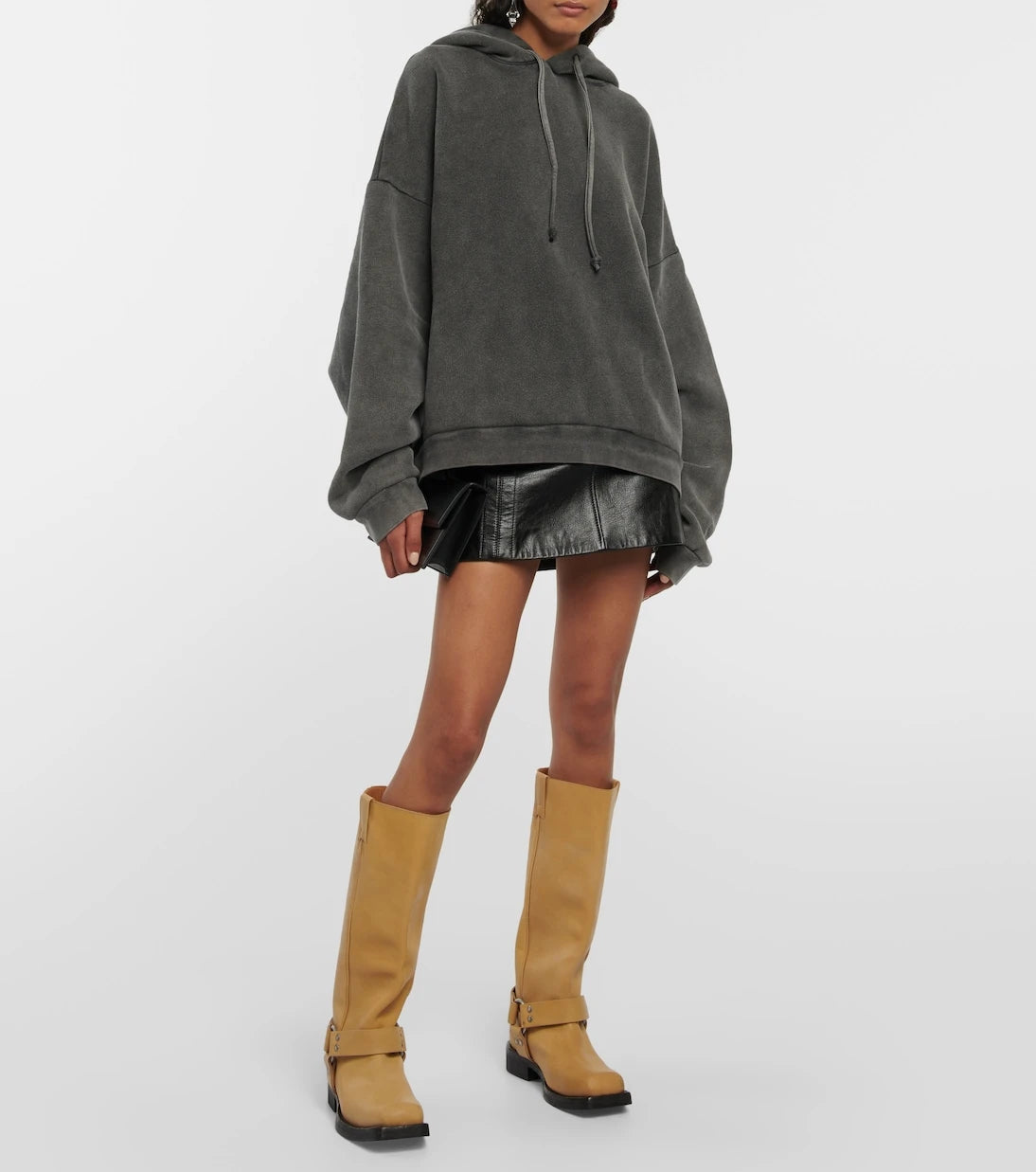 Acne Studios - سويت شيرت بقبعة من القطن القصير