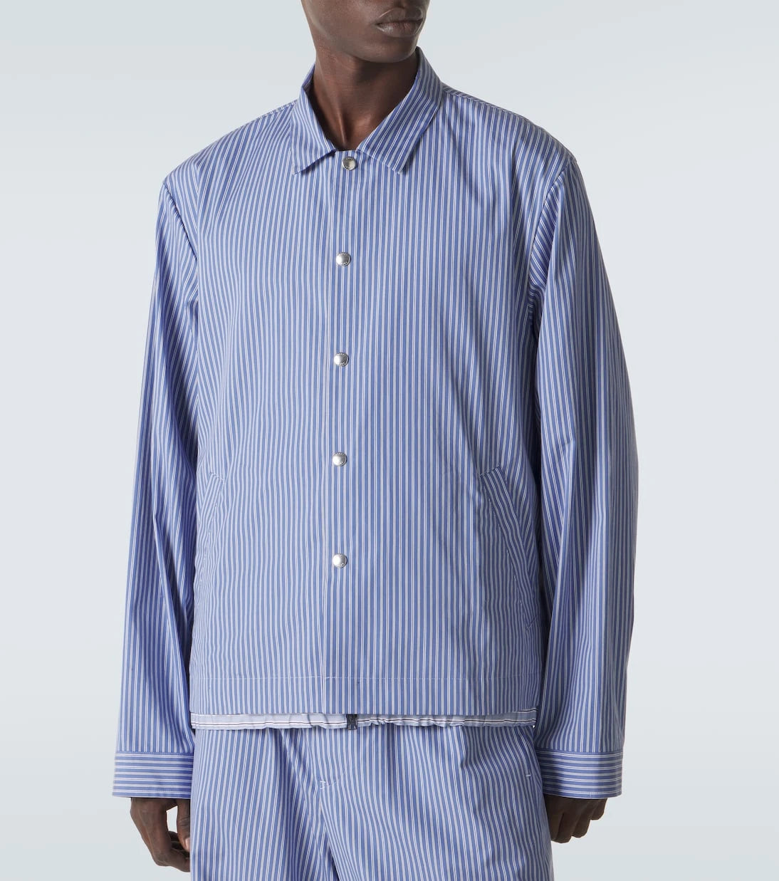Sacai - Çizgili pamuk poplin bluzon ceket