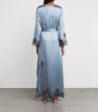 Silk Lace-Detail Long Robe BLEU GIVRE/EBEN