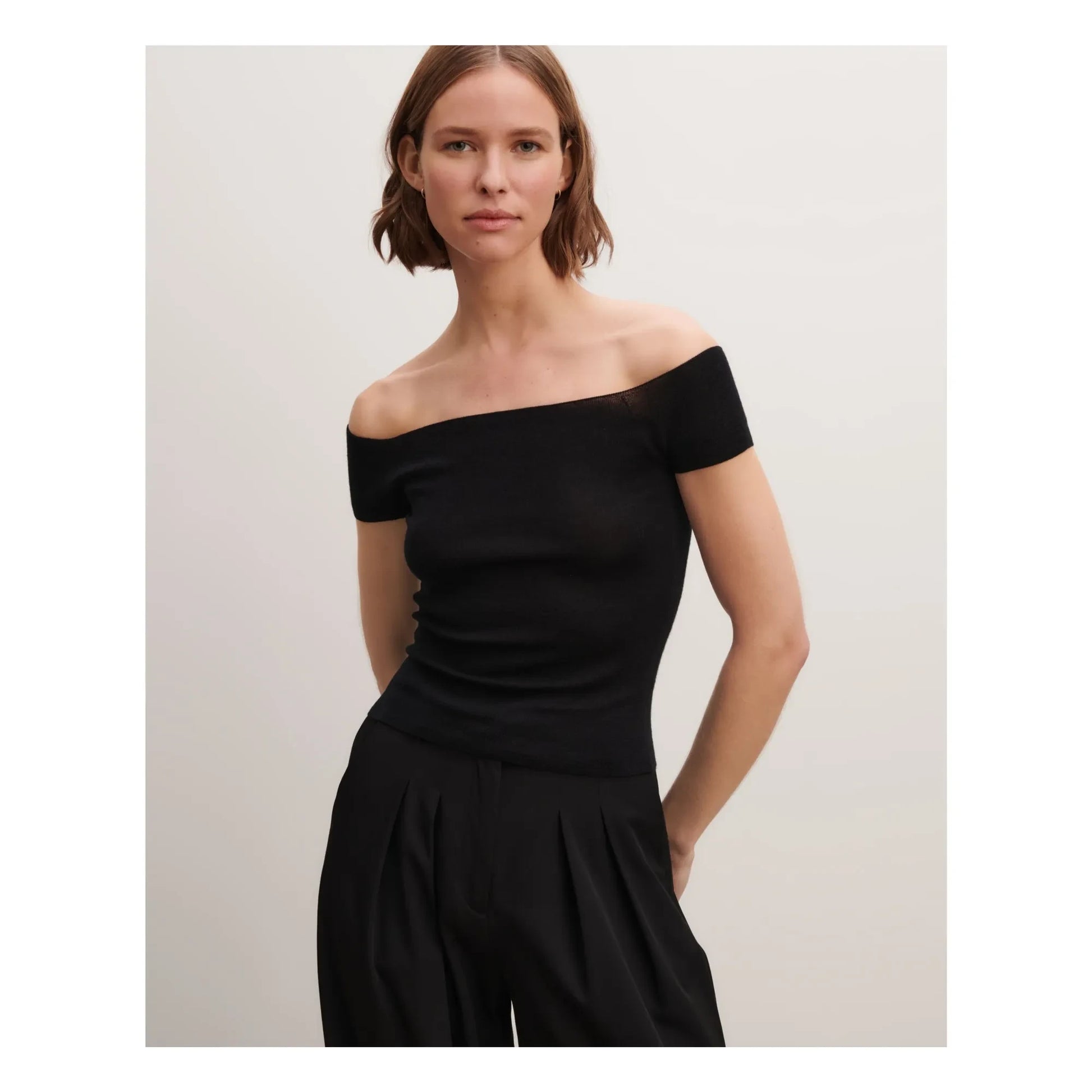 Bompard - Cashmere and Silk Bardot Collar Knit Top | Black