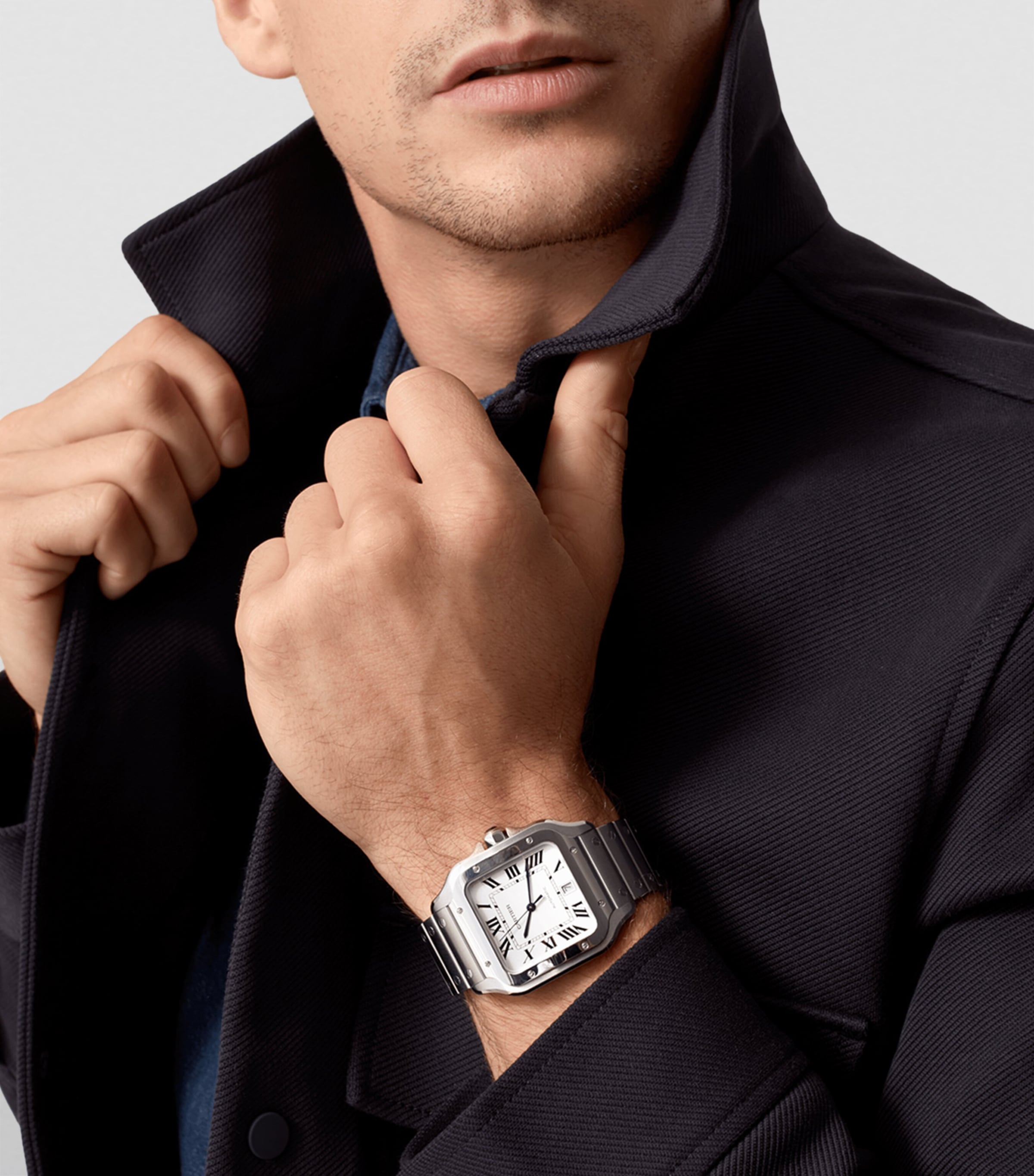 Large Steel Santos de Cartier Watch 39.8mm