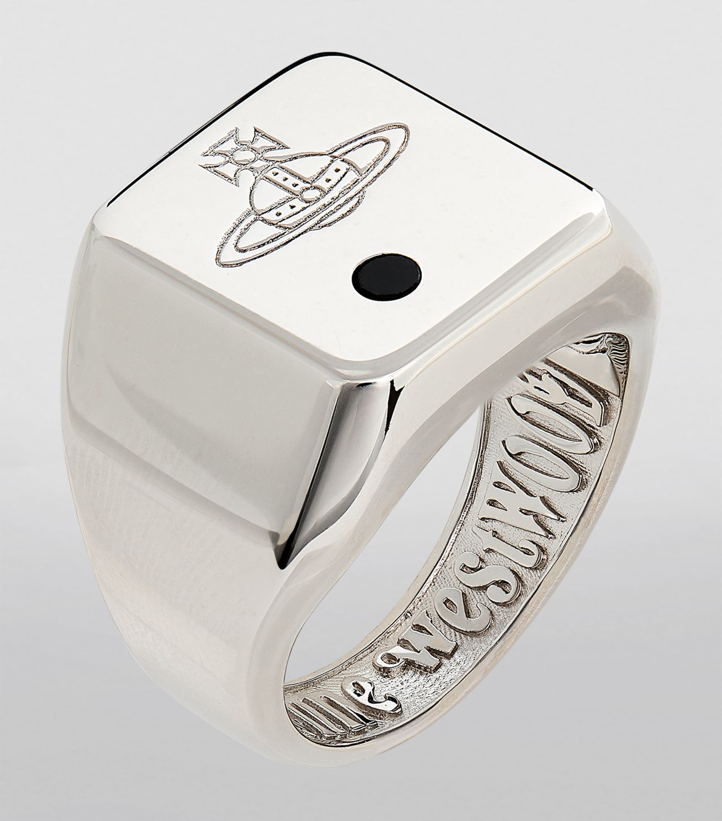 Vivienne Westwood Sterling Silver and Crystal Carlo Orb Signet Ring