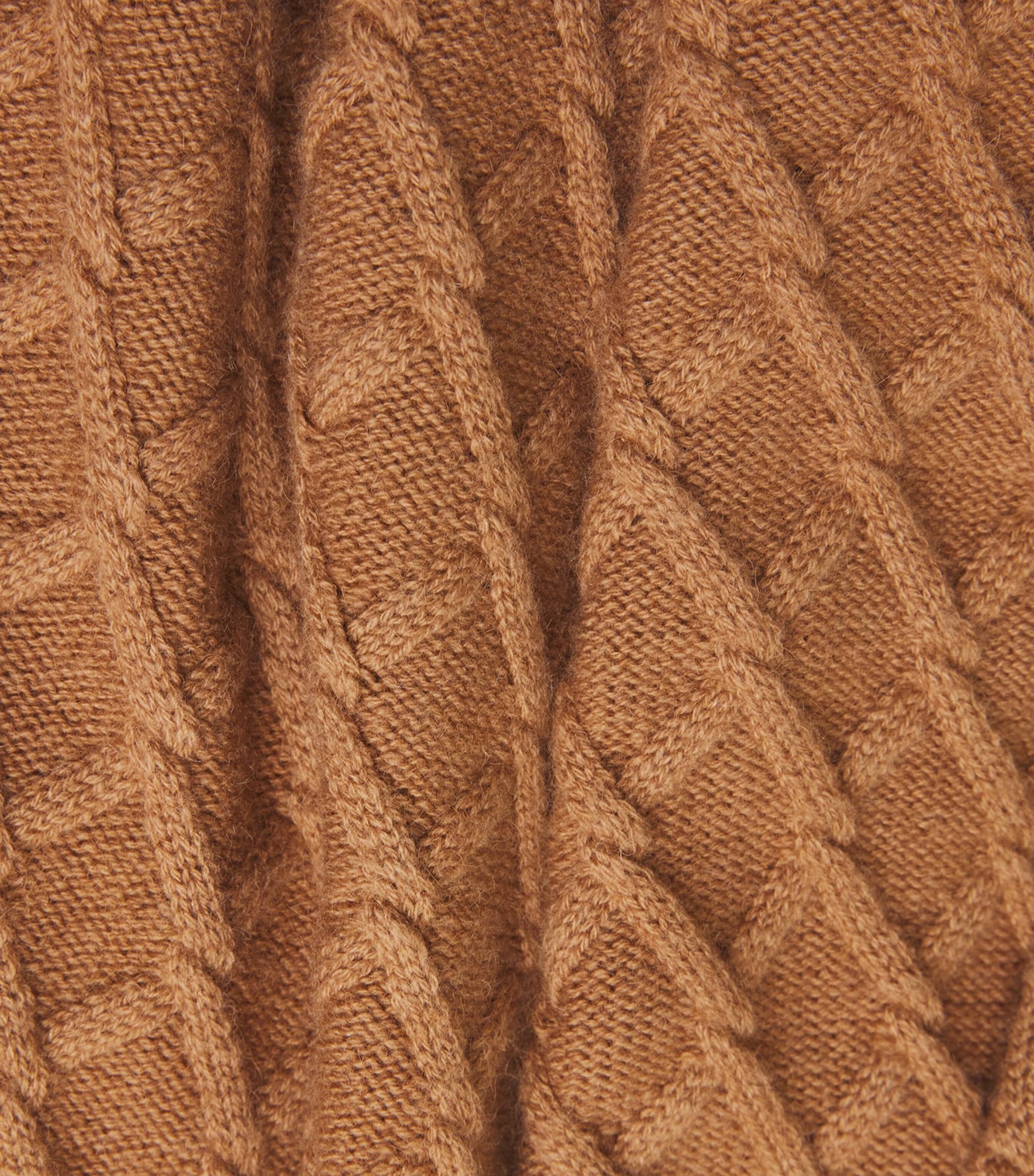 Beige Camel Hair Jacquard Rollneck Sweater