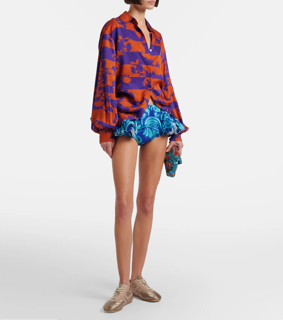 Dries Van Noten - Ruffled printed shorts