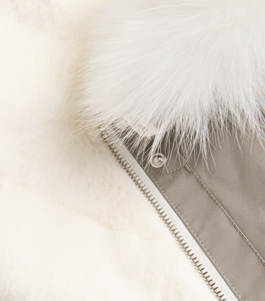 Green Canvas Fur-Trim Parka Jacket