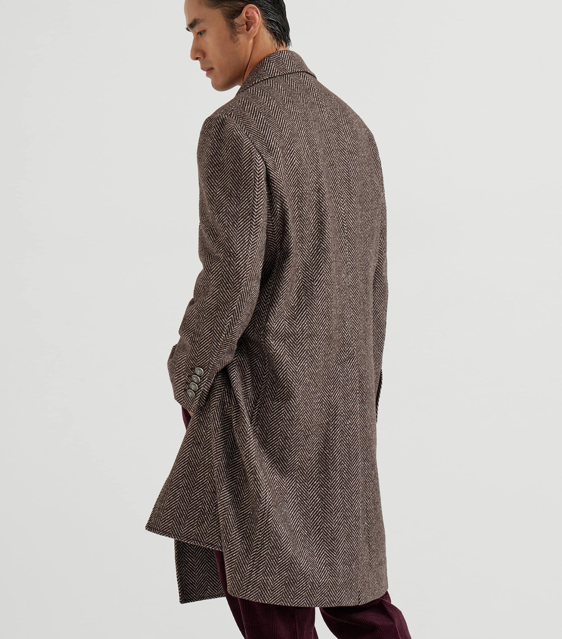 Cashmere-Silk Chevron Overcoat