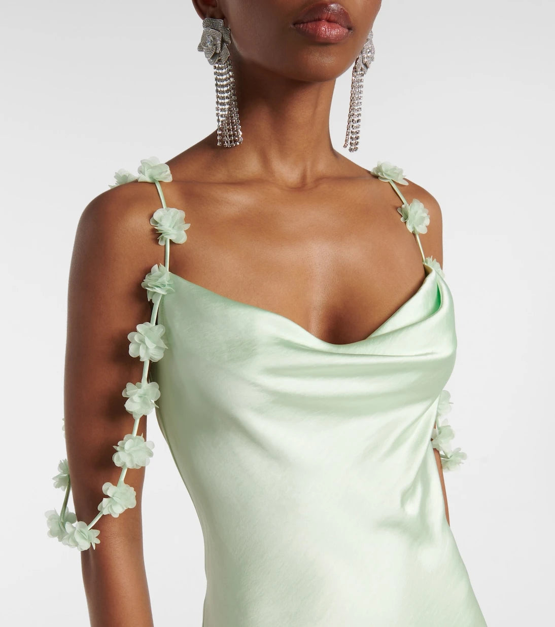 Self-Portrait - Floral-appliqué satin gown