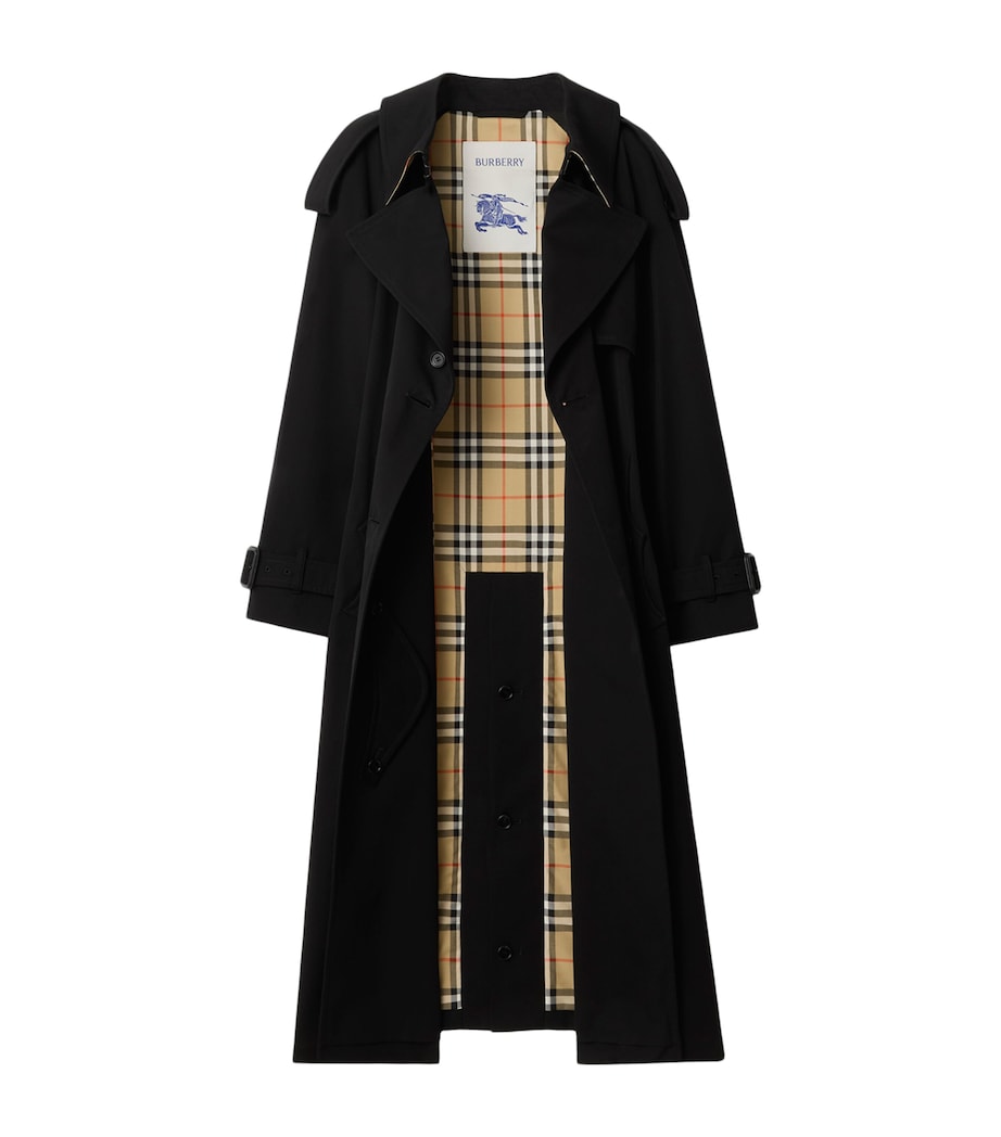 Burberry Black Gabardine Fitzrovia Long Trench Coat
