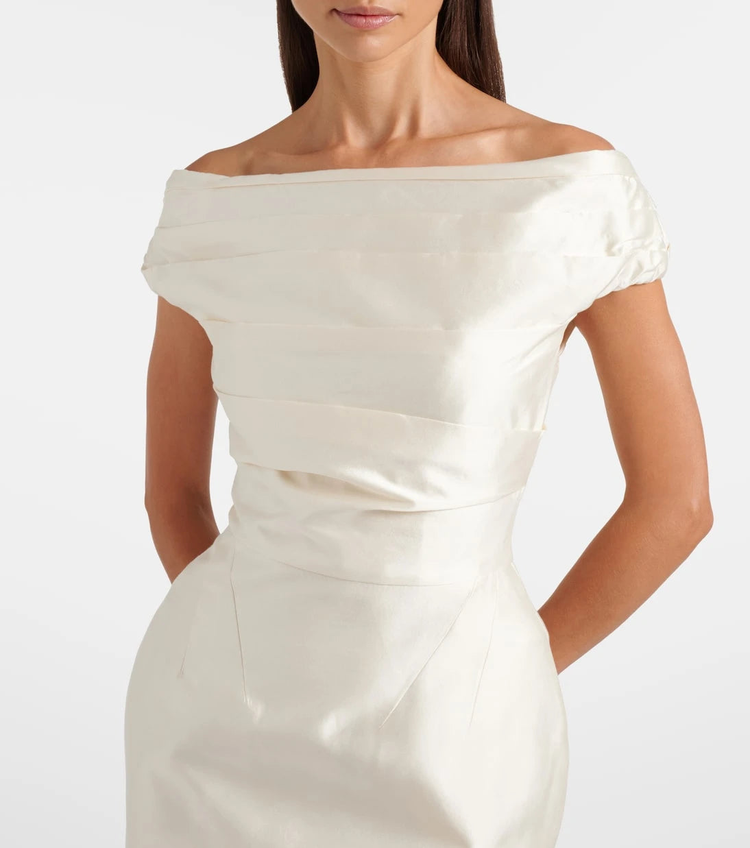 Rachel Gilbert - Bronte off-shoulder wool and silk cocktail dress