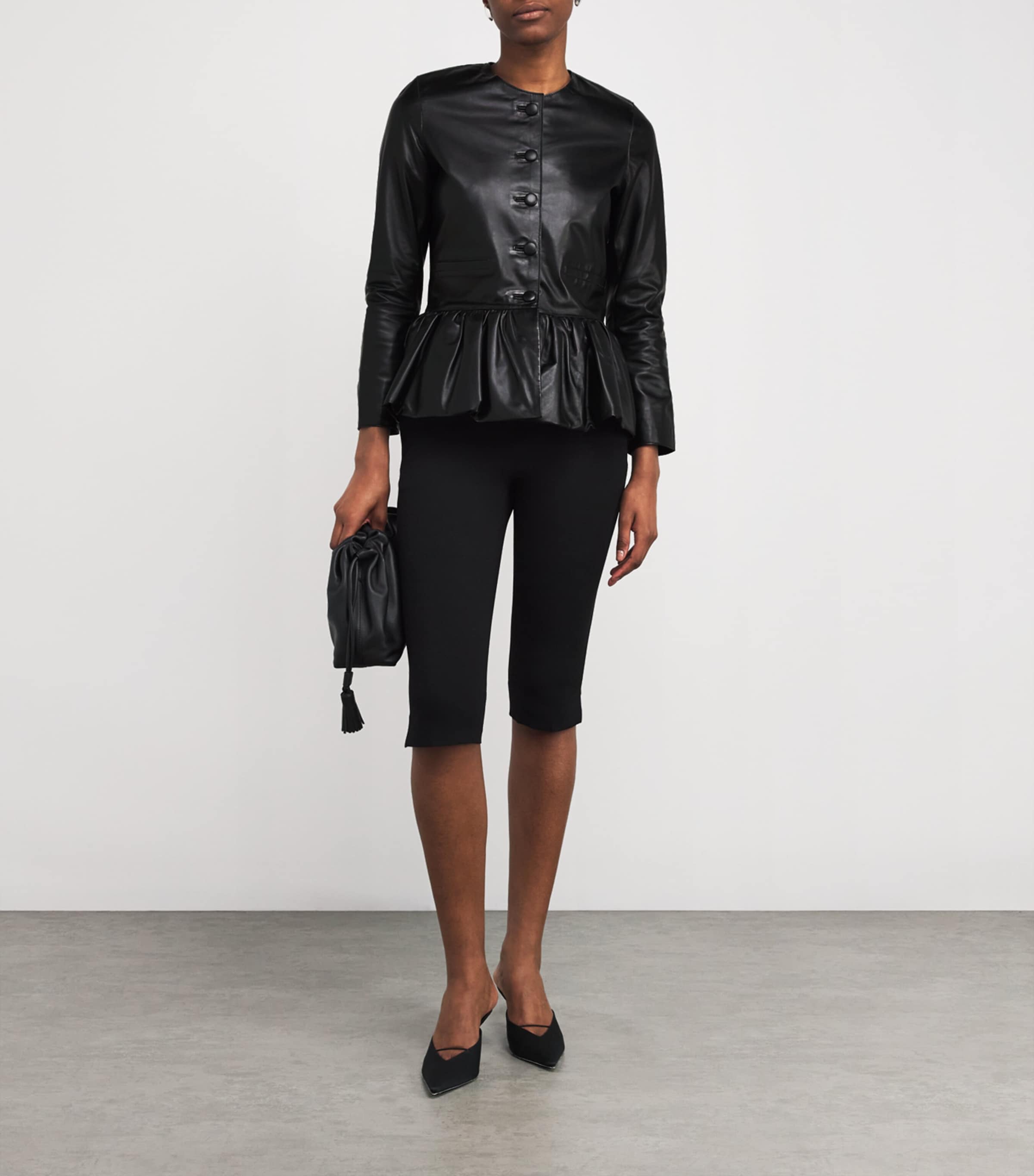 Liberowe Black Peplum Leather Jacket