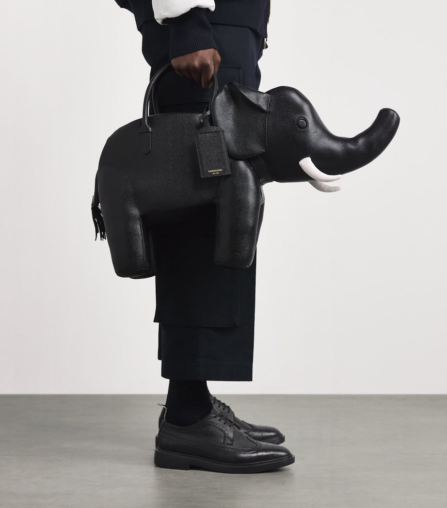 Leather Elephant Top-Handle Bag BLACK