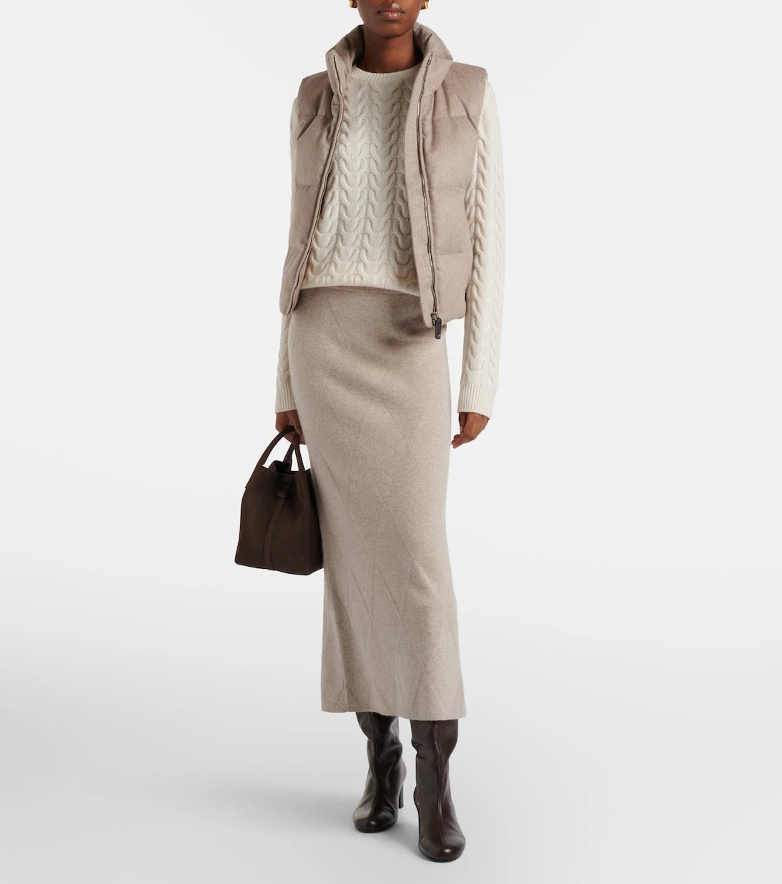 Max Mara - Kapitoneli kaşmir kaz tüyü yelek