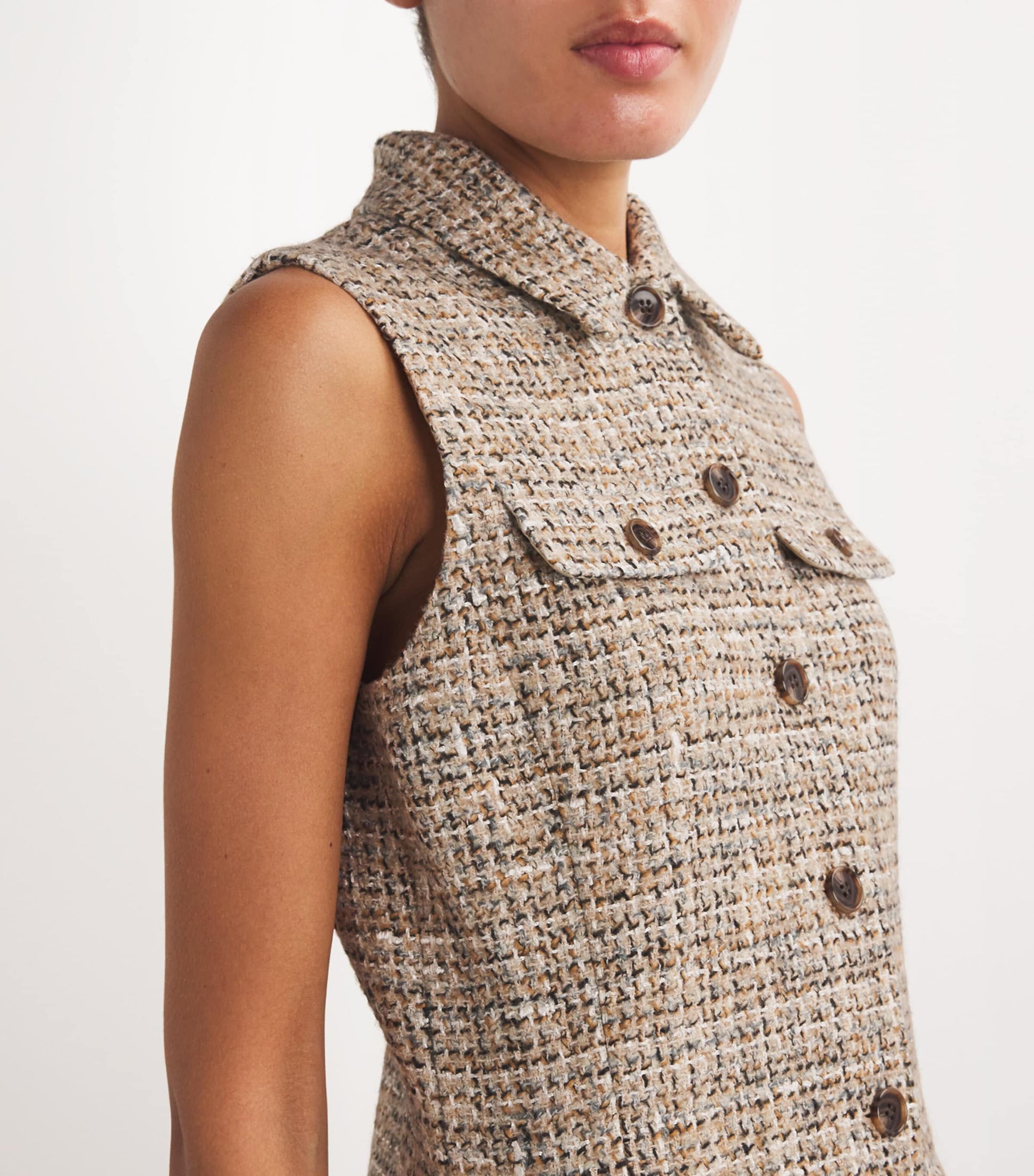 Theory Beige Tweed Mini Dress