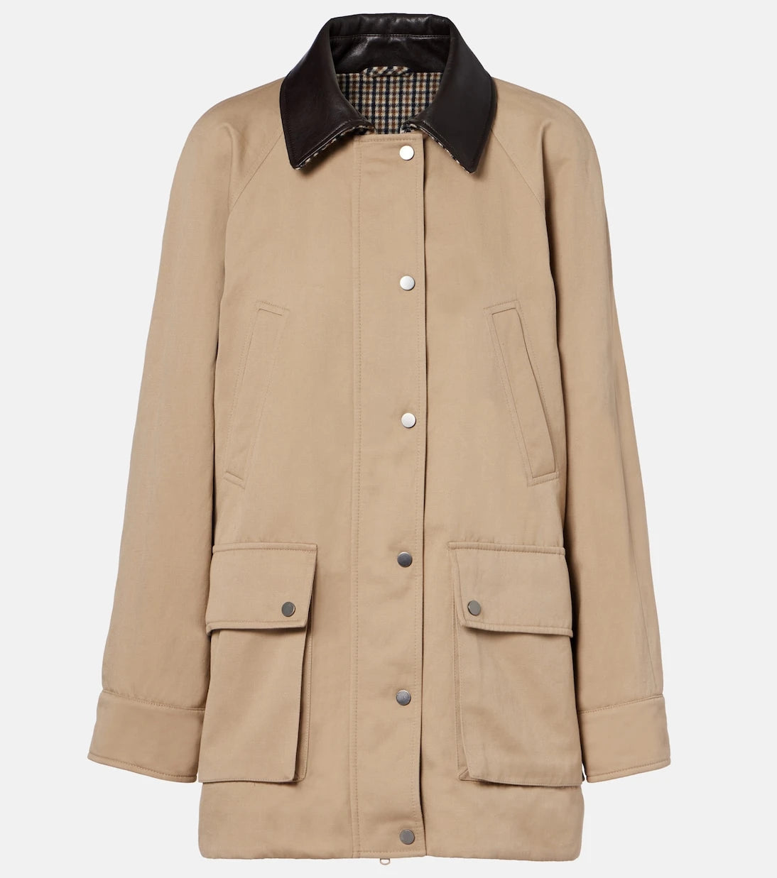 Brunello Cucinelli - Leather-trimmed cotton and linen jacket