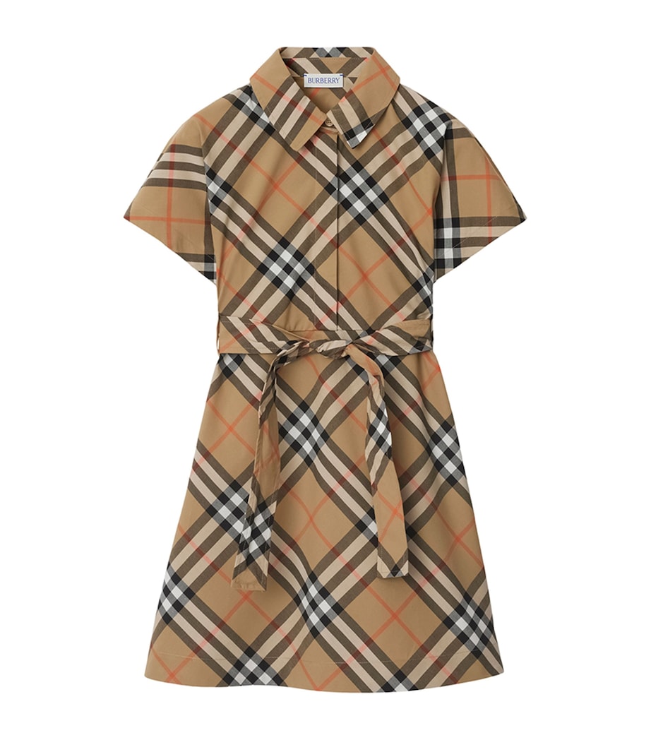 Burberry Kids Beige Cotton Check Shirt Dress (3-12 Years)