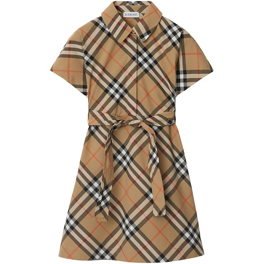 Burberry Kids Beige Cotton Check Shirt Dress (3-12 Years)