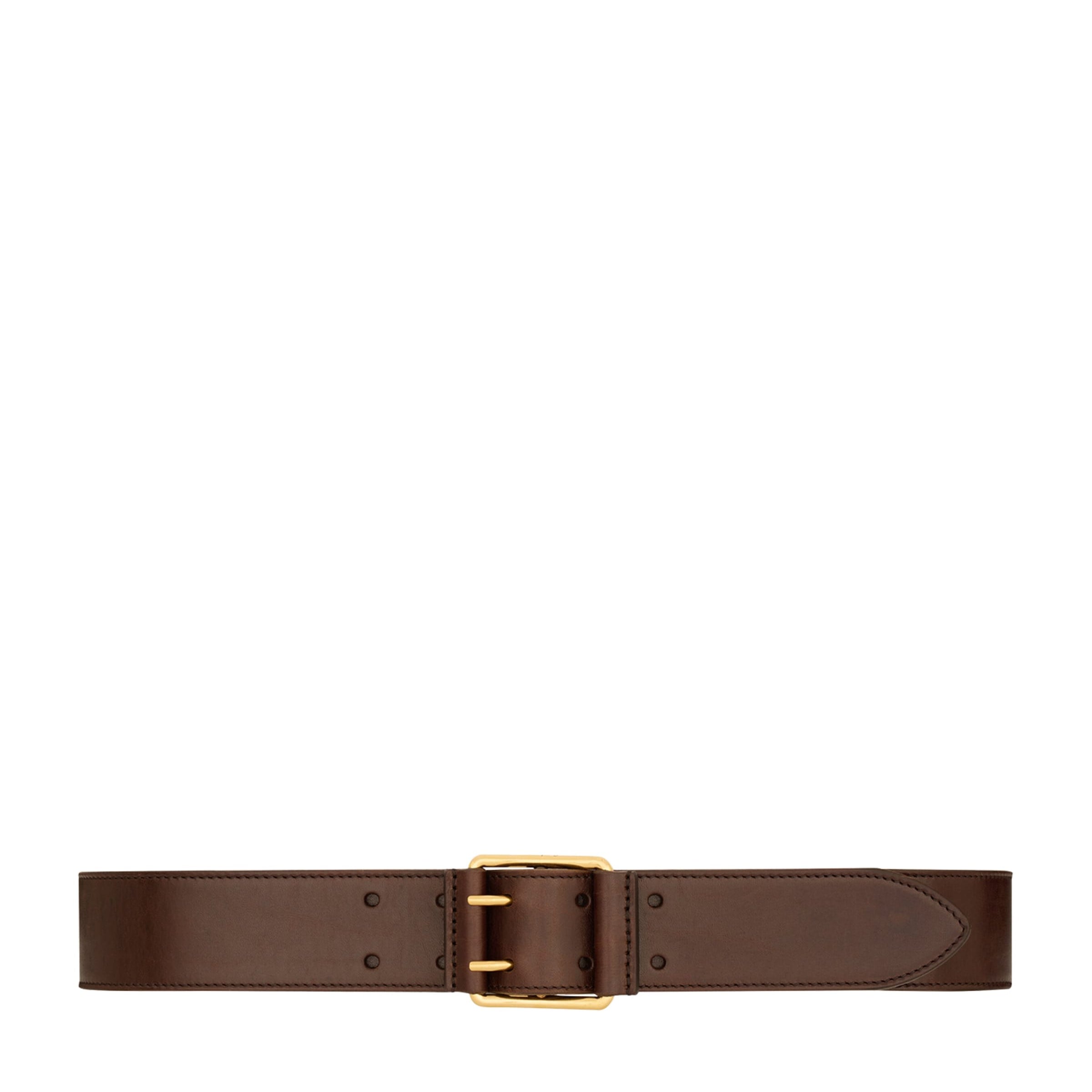 Saint Laurent Beige Leather Double-Pin Belt