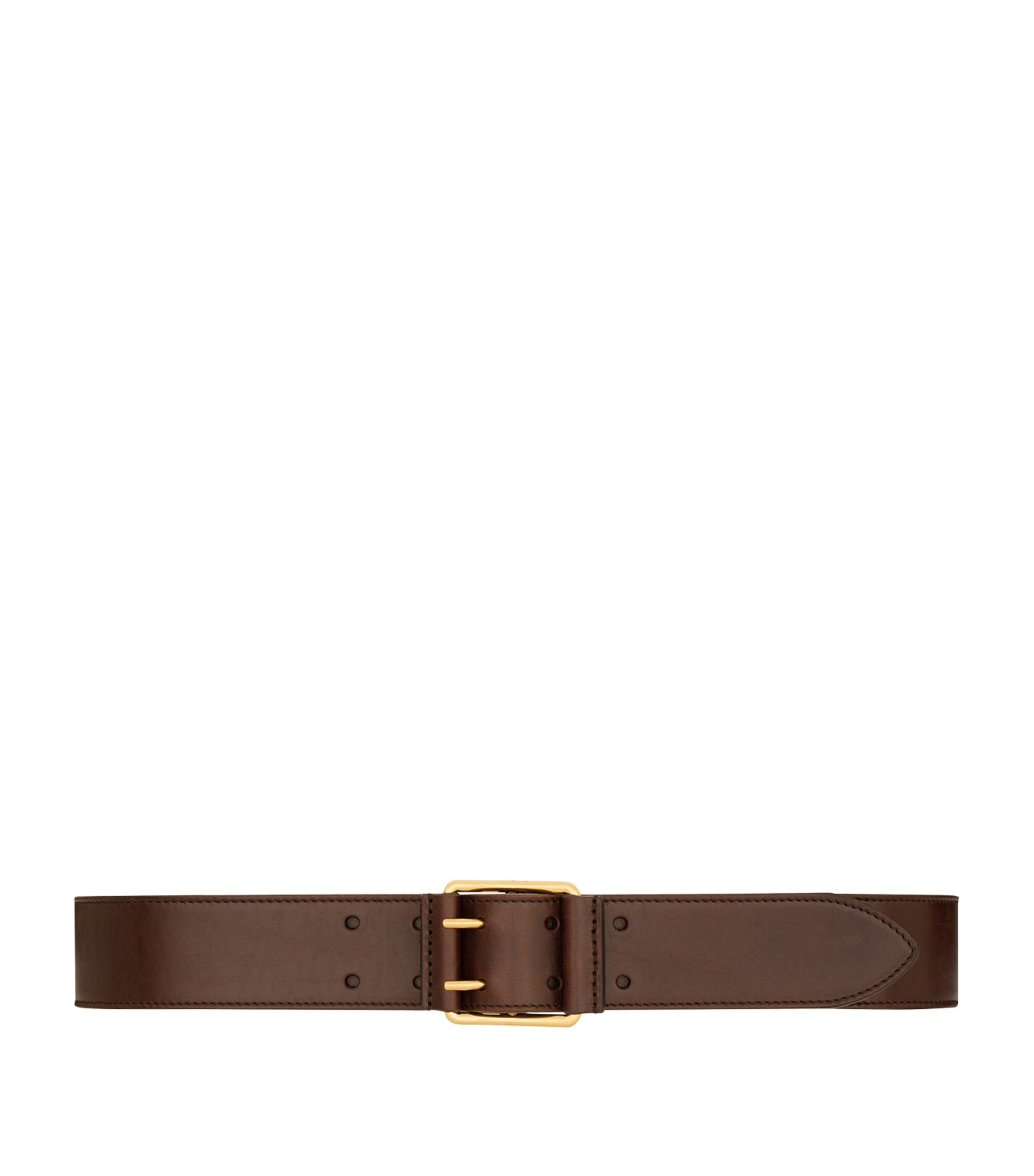Saint Laurent Beige Leather Double-Pin Belt