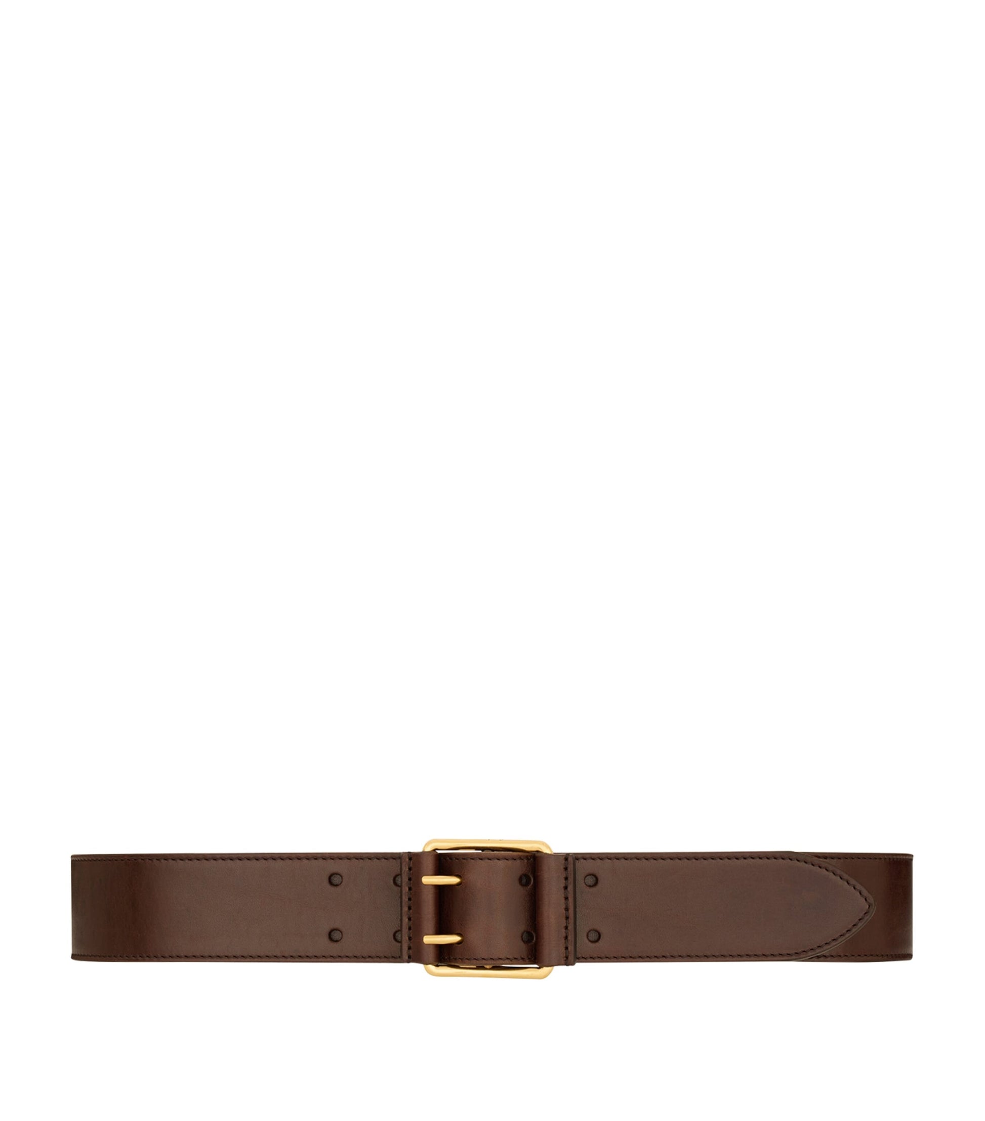 Saint Laurent Beige Leather Double-Pin Belt
