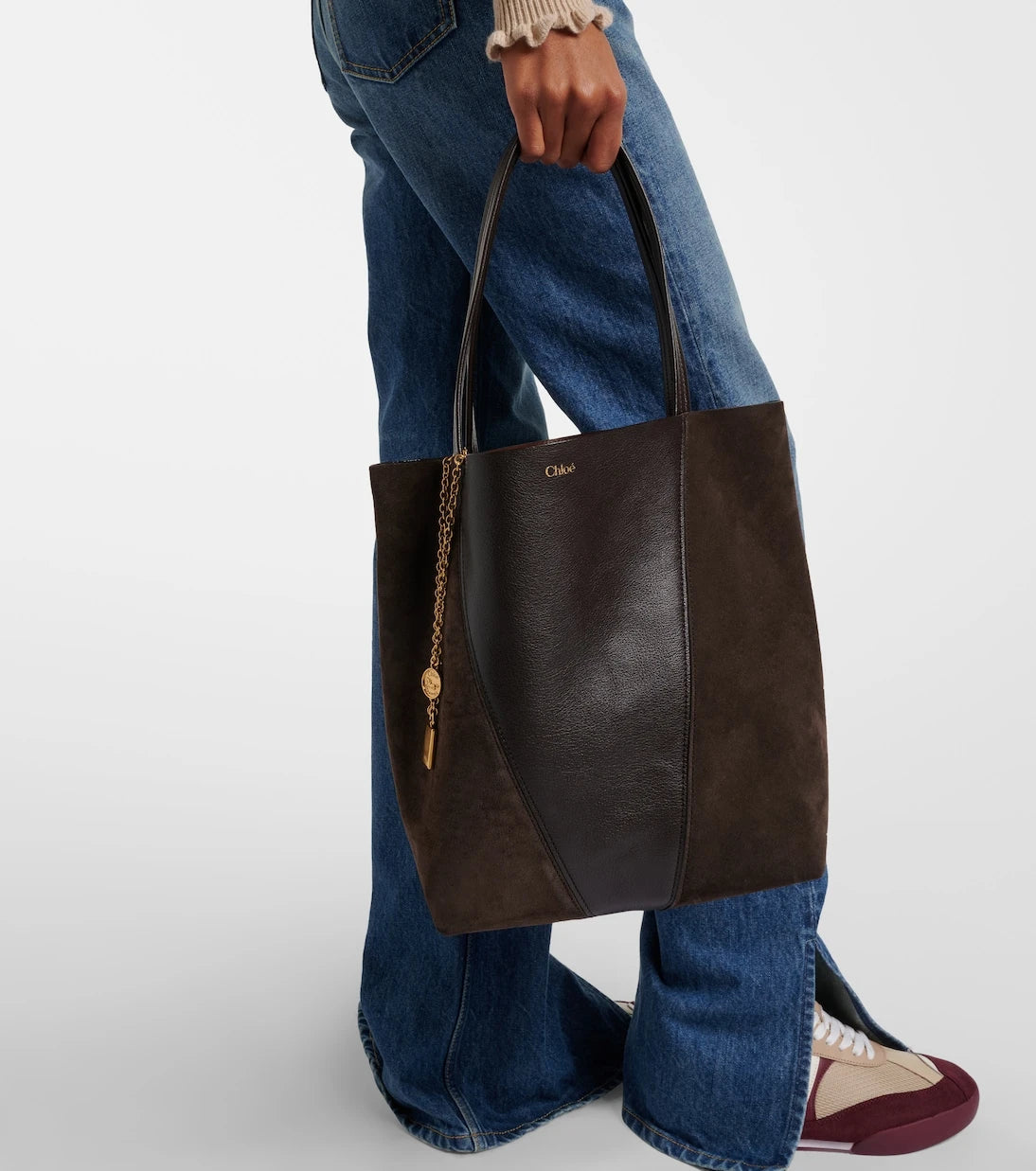 Chloé - Chloé Spin leather and suede tote bag