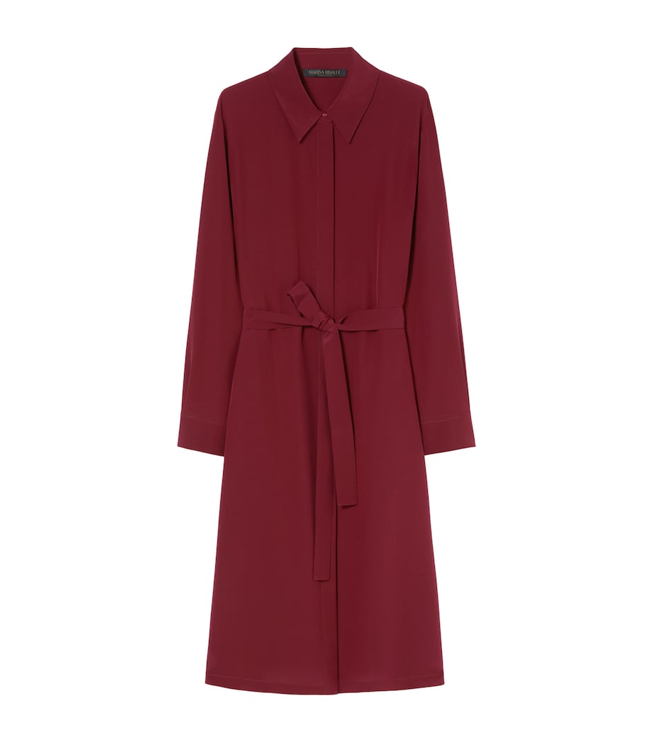 Red Silk Nuccia Shirt Midi Dress