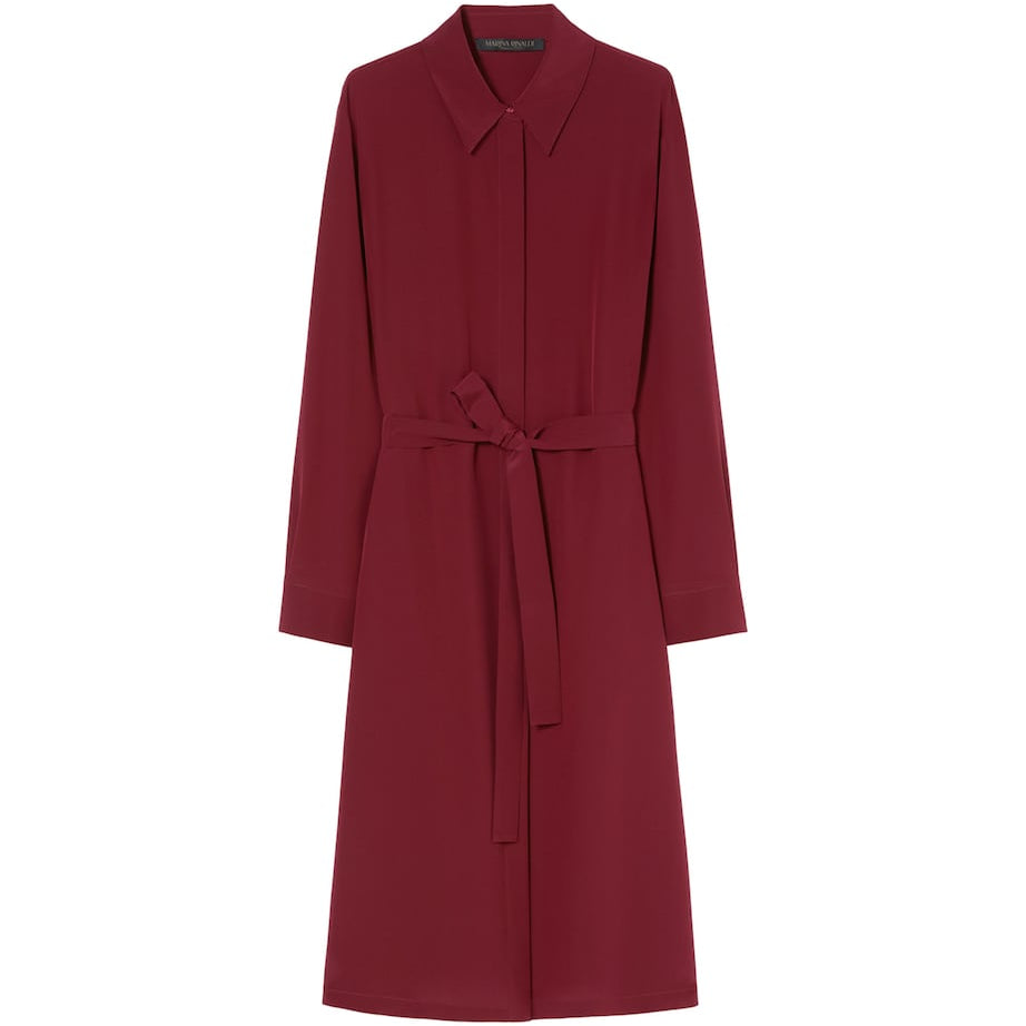 Red Silk Nuccia Shirt Midi Dress