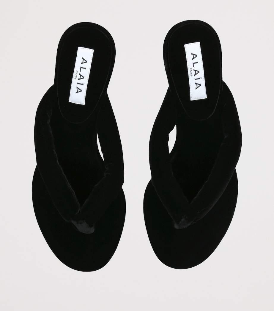 Alaïa Black Velvet Thong Sandals 55