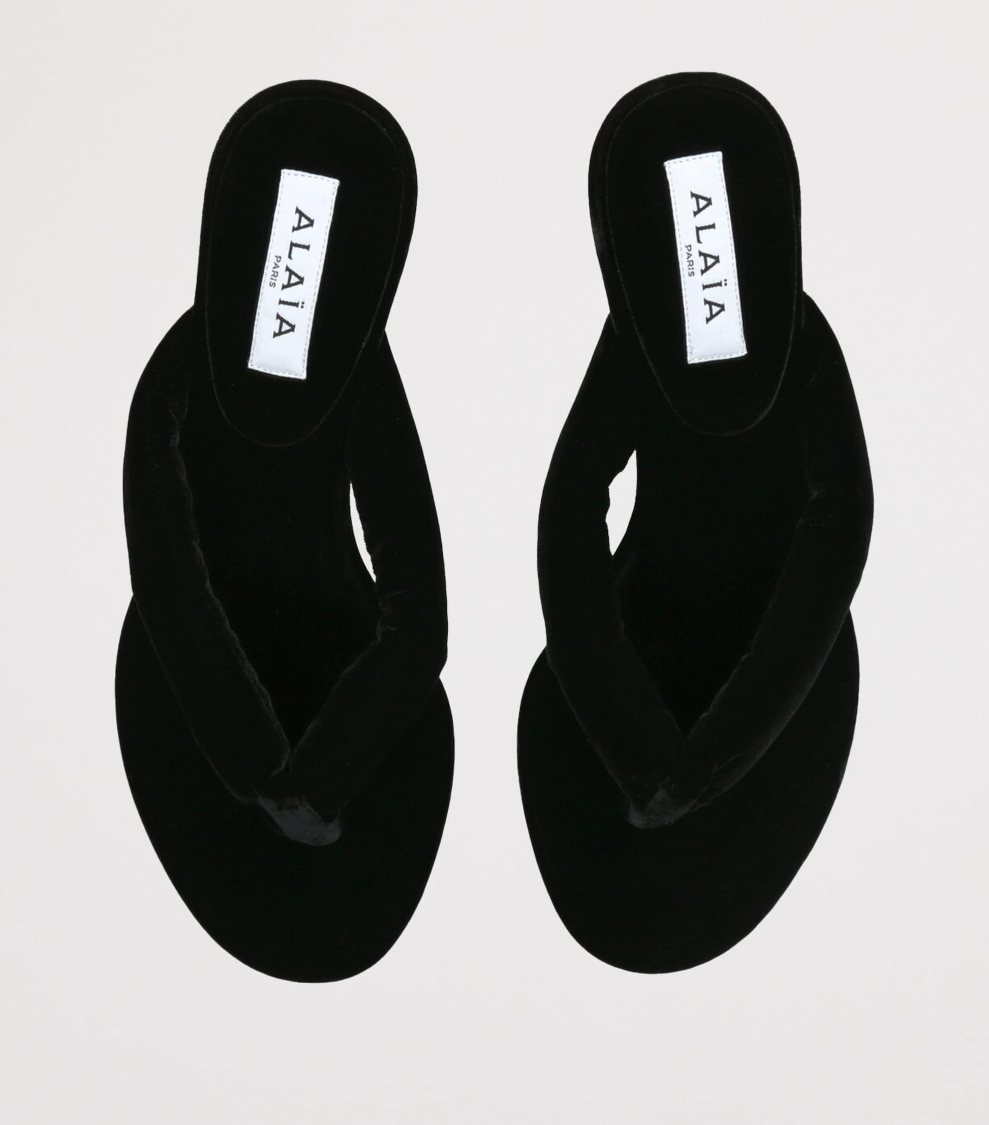 Alaïa Black Velvet Thong Sandals 55