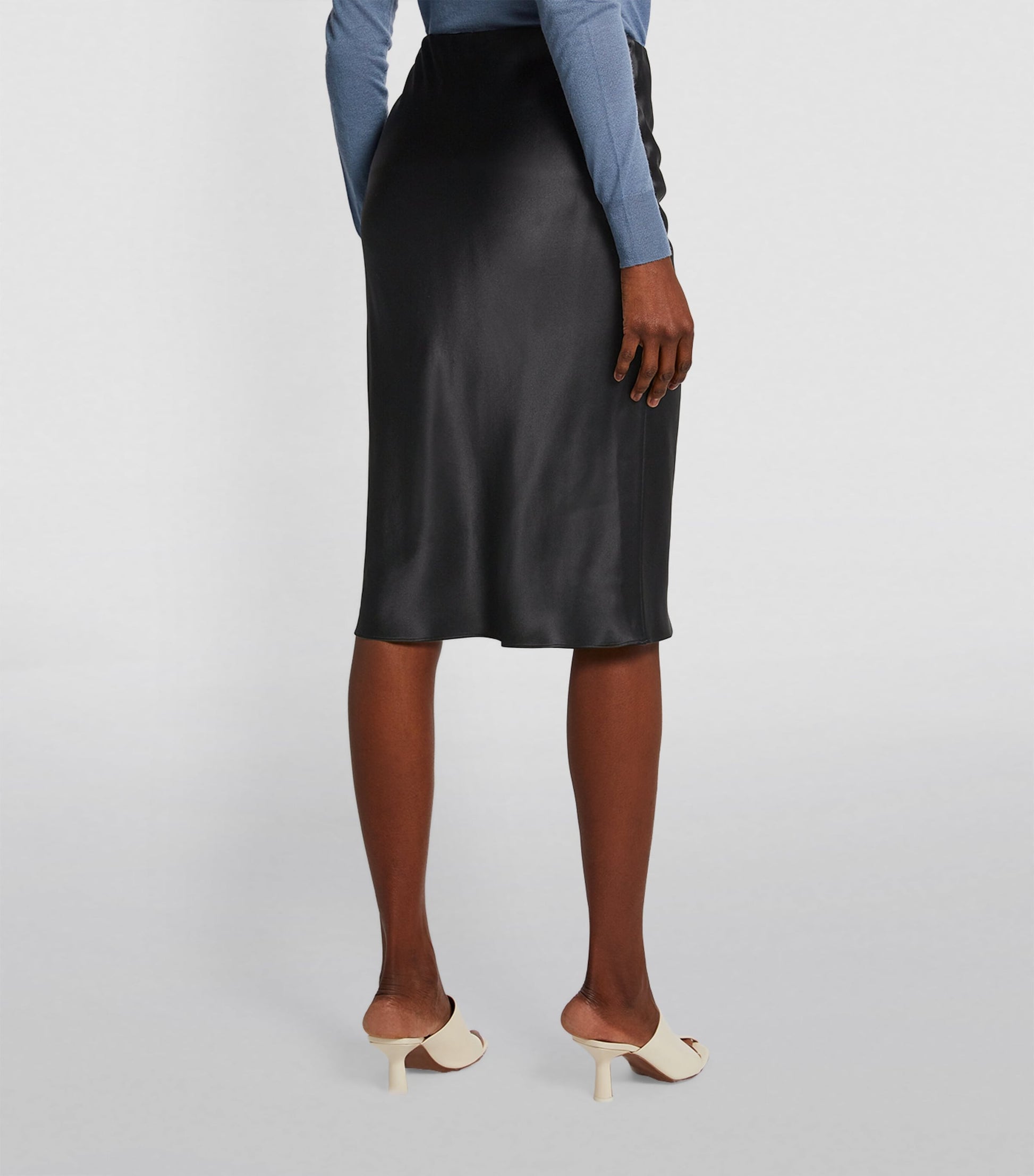 Silk Satin Isaak Midi Skirt BLACK