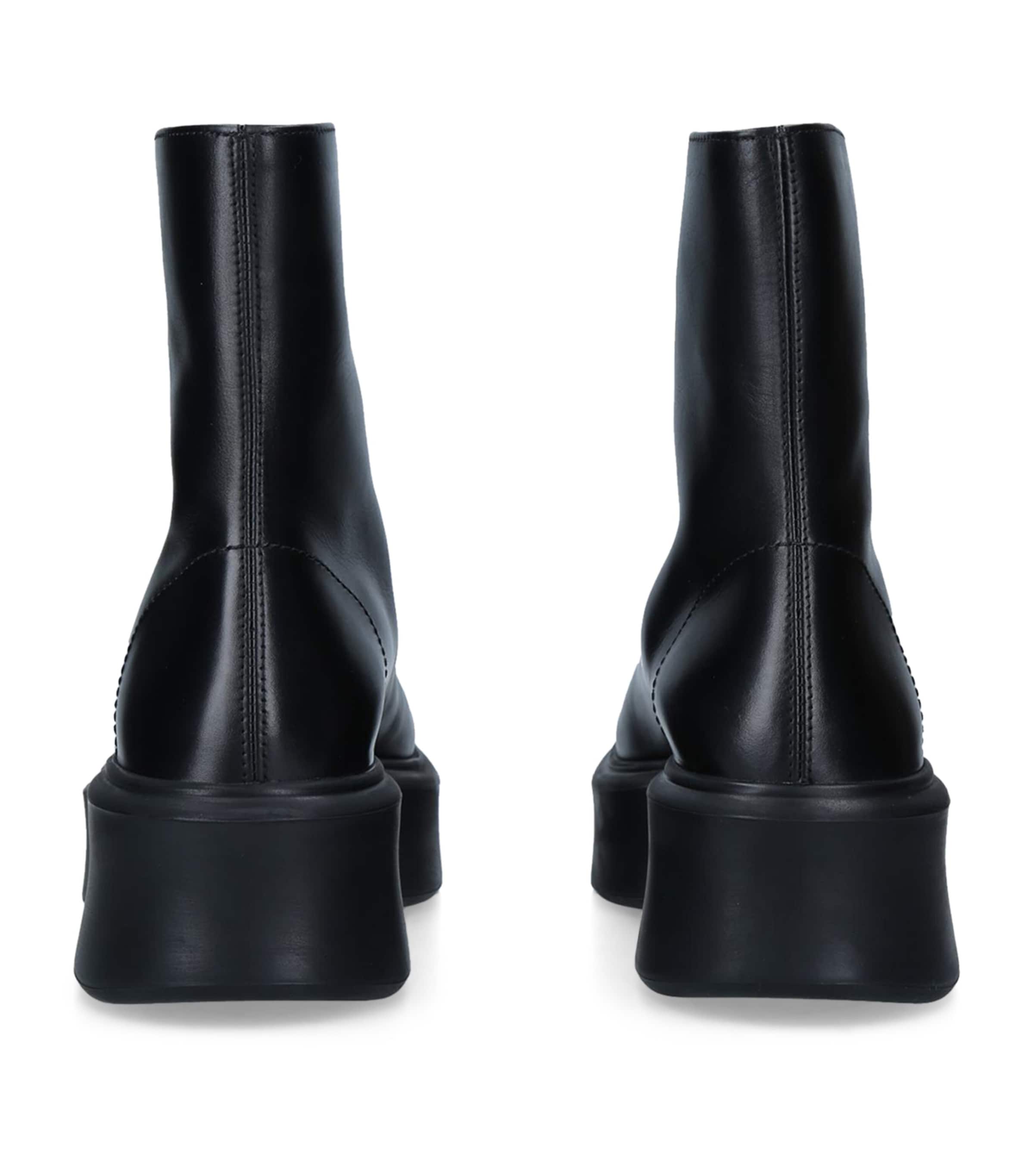 The Row Black Zipped Leather Ankle Boots 50