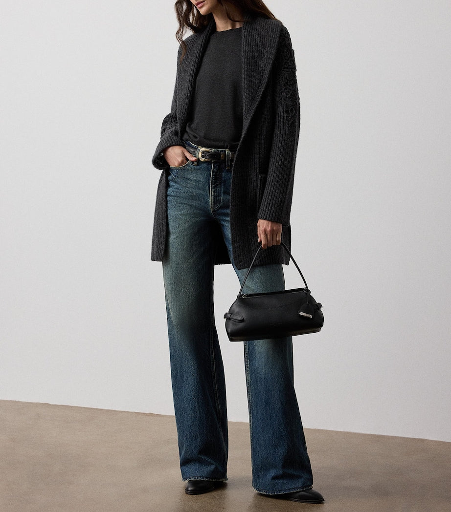 Ralph Lauren Collection Grey Cashmere Embroidered Cardigan