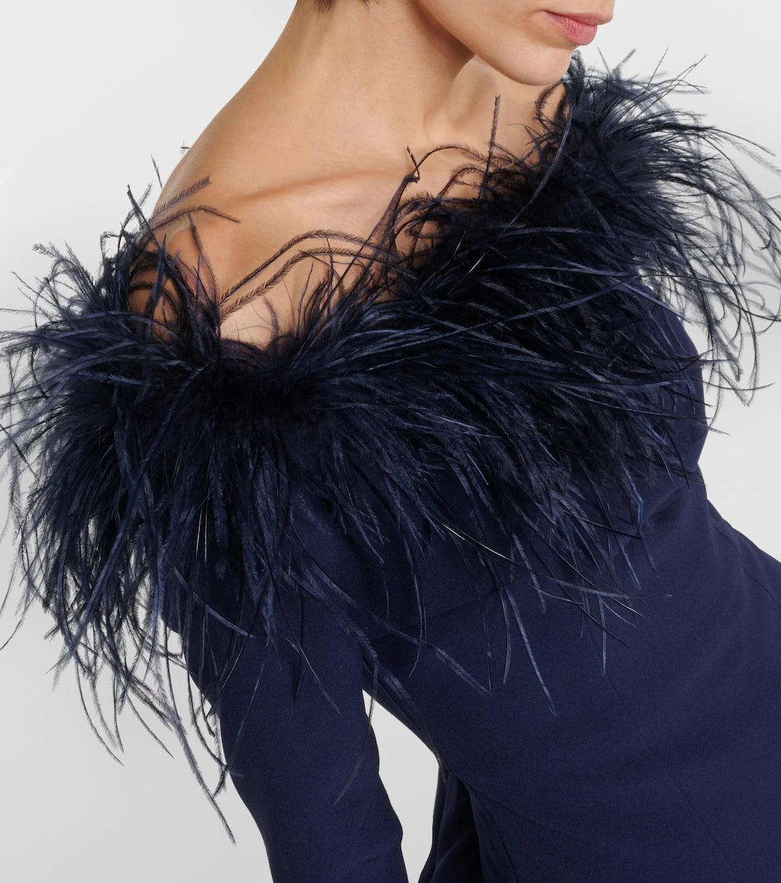 Safiyaa - Starlana feather-trimmed off-shoulder gown