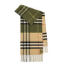 Green Cashmere Contrast Check Scarf