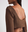 Edeline Lee Brown Jacquard Joan Crop Top