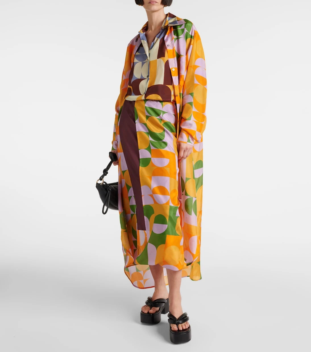 Dries Van Noten - Printed silk satin maxi skirt