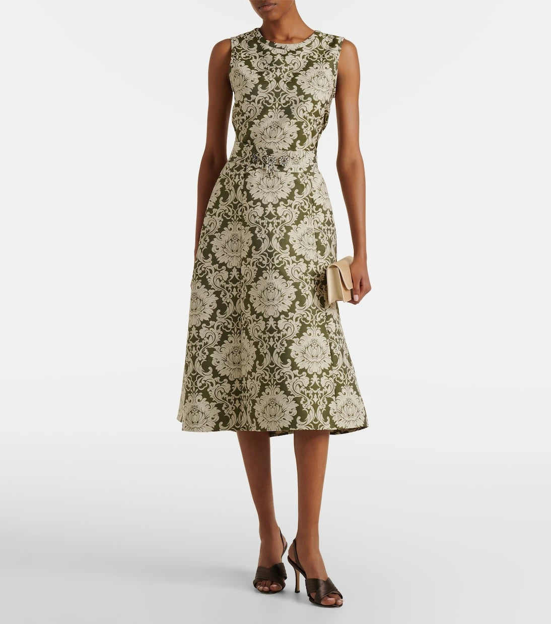 'S Max Mara - Embellished cotton-blend jacquard midi dress