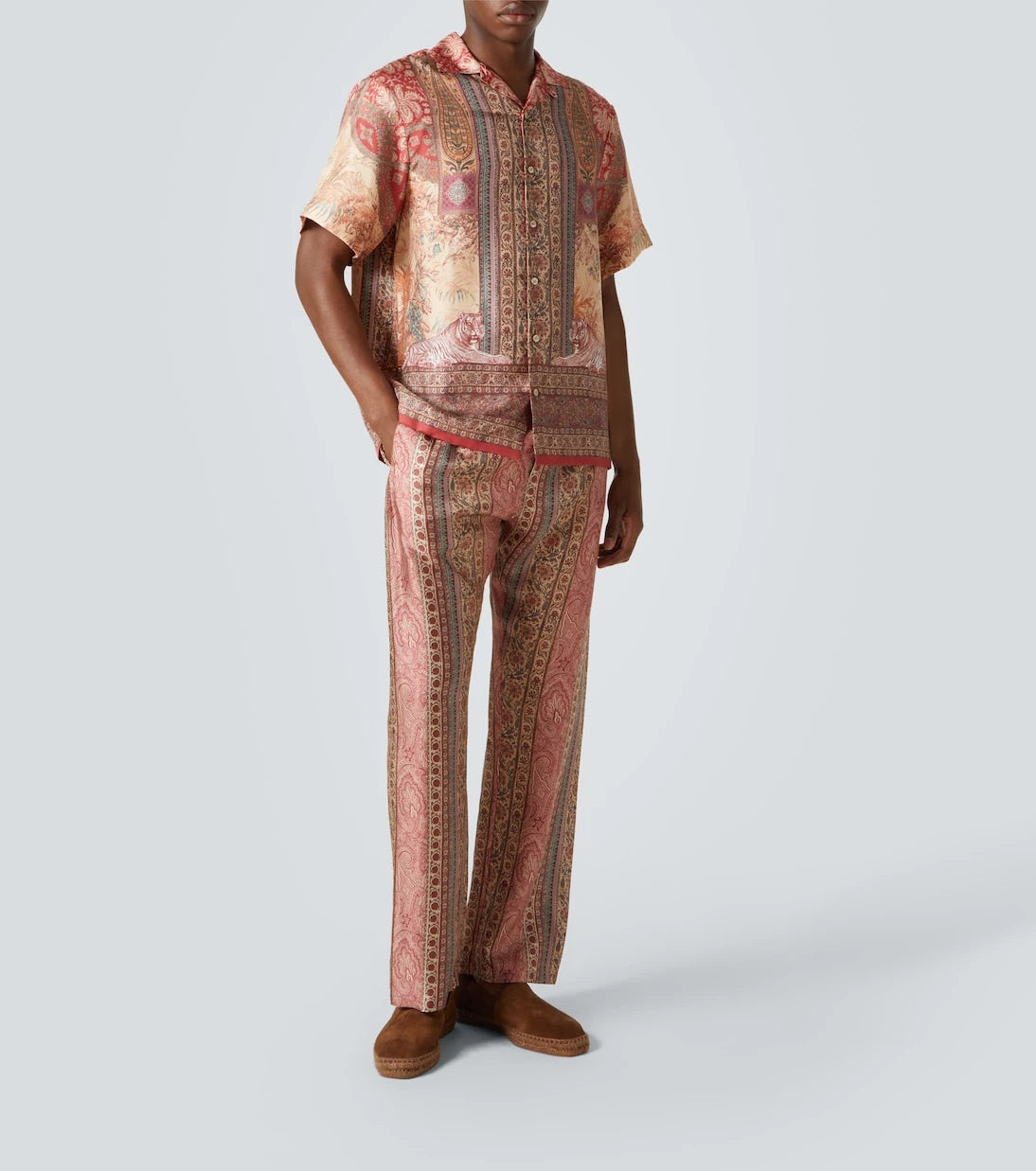 Etro - بنطلون حرير بقصة مستقيمة بطبعة البيزلي