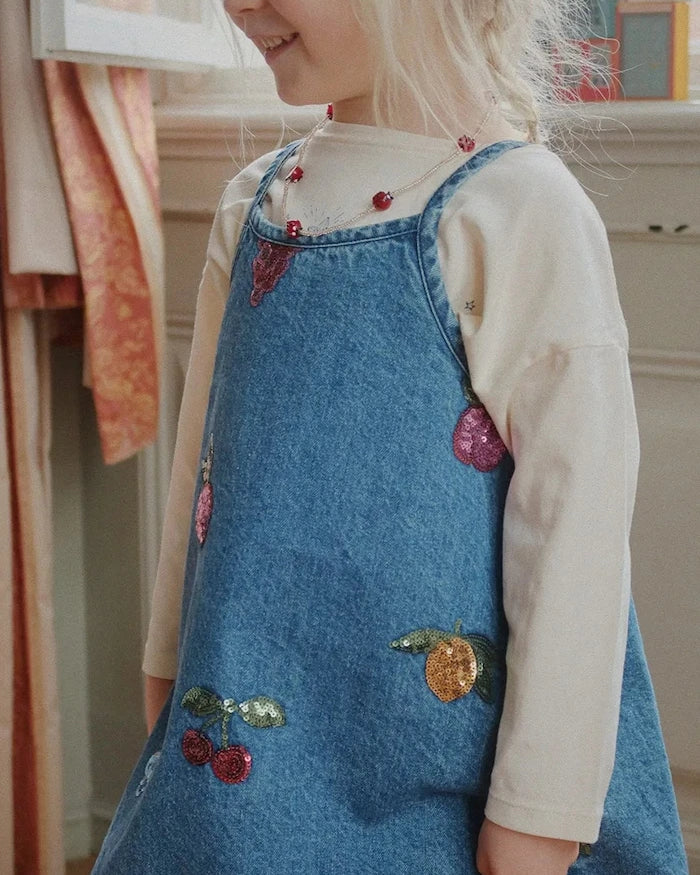 Konges Sløjd MAGOT SEQUIN STRAP DRESS GOTS Çocuk Pamuk Elbise