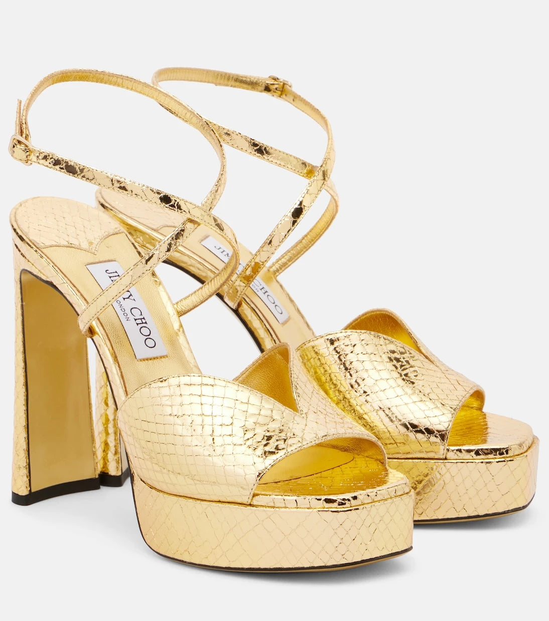Jimmy Choo - Karli 125 metalik deri platform sandalet