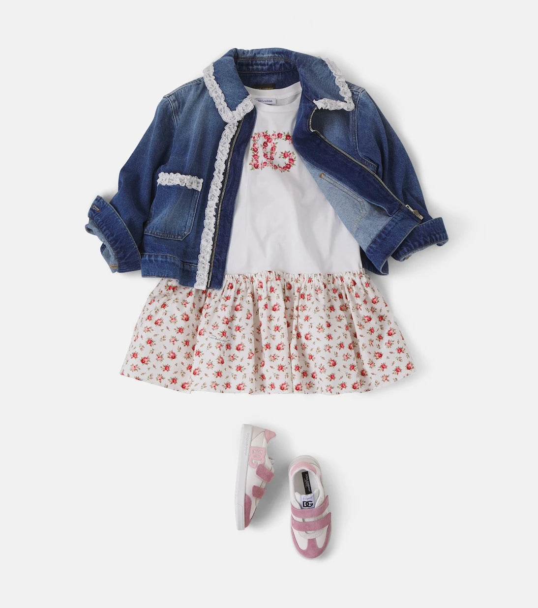 Dolce&Gabbana Kids - فستان من القطن بنقشة زهور DG