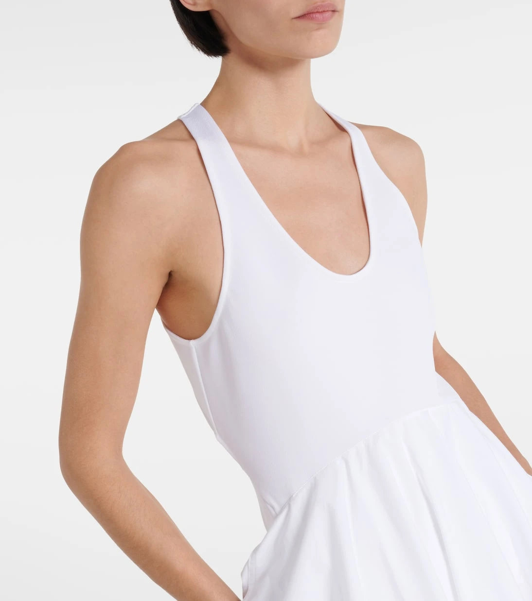 Alaïa - فستان ميدي قطني بوبلين مفتوح الظهر