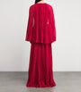Red Silk-Georgette Pleated Gown