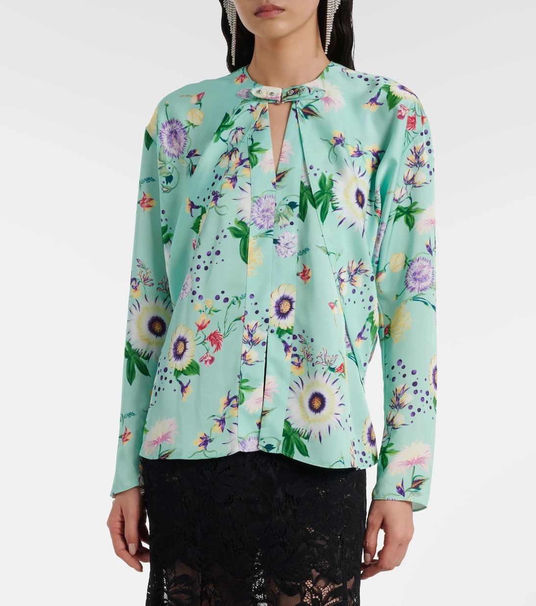 Rabanne - Layered floral satin blouse